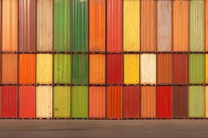 A man standing in front of a wall of containers photo