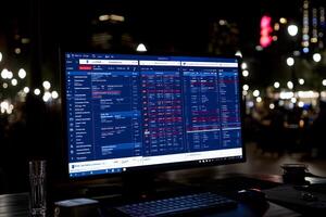 A computer monitor with a sports betting app on it photo