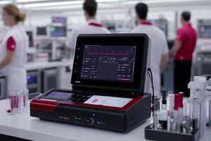 A medical device is being used in a laboratory photo