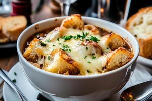 French onion soup in a bowl photo