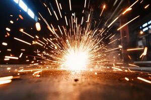 A close up of sparks coming from a metal object photo