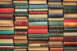 A large pile of books stacked on top of each other photo