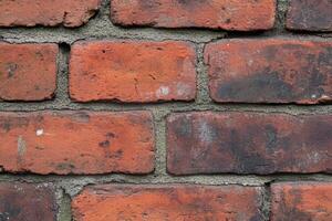 A close up of a brick wall with some red bricks photo