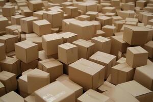A large pile of cardboard boxes photo