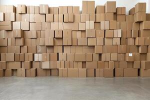 A large room with many boxes stacked on top of each other photo
