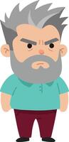 Elderly man with gray hair and beard standing in casual clothes illustration vector