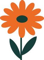 Orange flower with dark green leaves simple illustration for floral design and decoration purposes vector