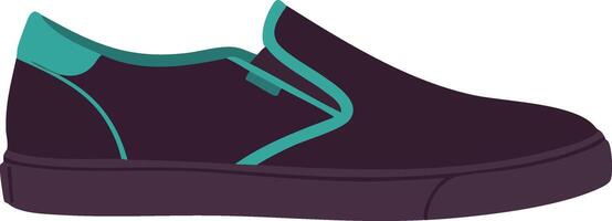 Casual slip-on shoe illustration in dark purple and teal color scheme for fashion and lifestyle design elements vector