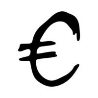 twenty-eight Hand drawn euro currency symbol. Brush stroke doodle. Single element for design vector