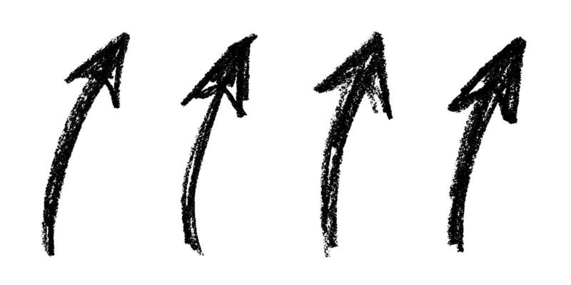 Set of hand drawn ink arrow illustration in sketch style. Business doodle clipart. Single element for design nine