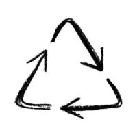 Hand drawn recycle arrow icon Recycling resources symbol Reuse of materials, zero waste, green environment, saving the planet twenty two vector