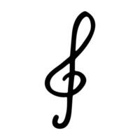 Treble clef doodle. Hand drawn musical symbol. Single element for print, web, design, decor, logo three vector