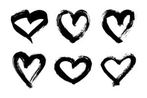 Set of simple hand drawn heart drawing illustration Scribble heart doodle Love clipart fifty-two vector