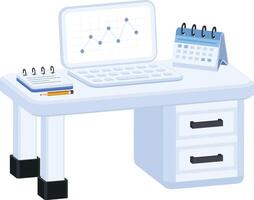 Work Desk with Laptop and Calendar Icon vector
