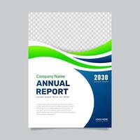 Green annual report business flyer template design vector