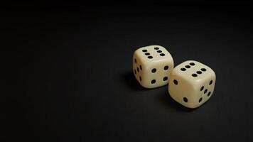 Rolling dice on dark background in realistic motion scene video