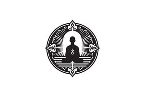 The logo for the buddha meditation center vector