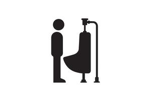 A man is standing next to a toilet vector