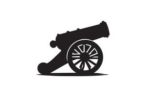 A black and white illustration of a cannon logo vector