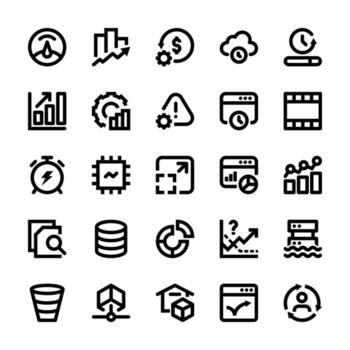 actuación métrica iconos, minimalista contorno conjunto para ui ux diseño vector