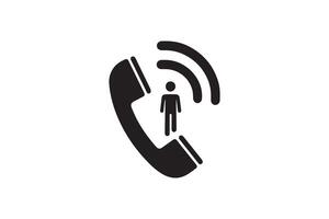 A phone icon with a person standing in front of it vector