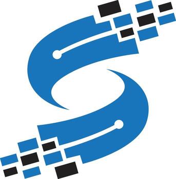 Digital Data Stream Abstract 'S' Symbol for Tech and Innovation vector