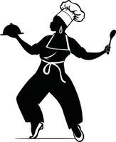 Chef Silhouette with Tray and Spoon vector