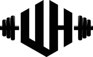 WH Fitness Logo with Barbell vector