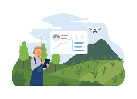 cosecha datos analítica campo ilustración vector