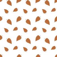 Cute seamless pattern with autumn leaves in warm colors. Hand drawn foliage creates a cozy seasonal vibe. Perfect for fall design, textiles, and wrapping paper. vector