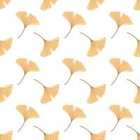 Cute seamless pattern with hand drawn gingko leaves. Ideal for autumn-themed textile, packaging, and wallpaper. Elegant botanical in a minimalist style. vector