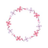 Delicate floral wreath in pastel tones. Perfect for wedding invitations, cards, and romantic designs. Soft spring mood in minimalist flat style. vector