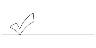 Check mark continuous one line drawing graphic illustration vector