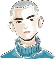 asian boy doodle style vector