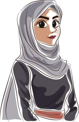 arabic woman wearing hijab doodle style