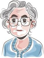 elderly doodle hand drawn style vector