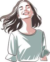 smiling happy woman doodle style vector