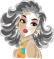 latin girl woman with make up doodle style vector