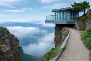 Cabo skywalk offers breathtaking views of the ocean and mountains photo