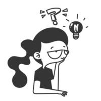 a cartoon girl with glasses and a light bulb above her head vector