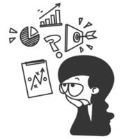 a cartoon woman with a business plan and other items vector