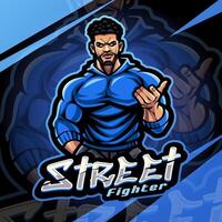 Street fighter graphic in blue hoodie vector