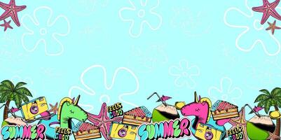 Summer background graffiti illustration. Graffiti background of summer with doodle styles vector