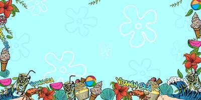 Hand-Drawn Graffiti Art Background of Summer Theme with playful vibes vector