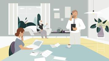 Professionals working in a modern office vector