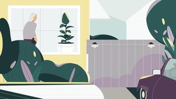Indoors with plants and a serene individual vector
