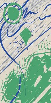 Abstract Scribble Composition with Geometric Shapes and Flowing Lines vector