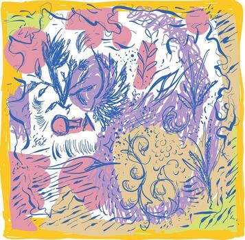 resumen floral composición con garabateado y texturizado elementos vector