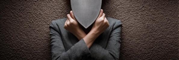 Protective Shield Symbolizes Mental Safety Around an Individual in a Serene Indoor Setting During a Quiet Afternoon photo