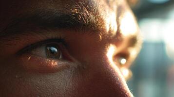 Capturing a Moment of Eye Contact in Bright Backlight Revealing Details of Emotion and Depth photo